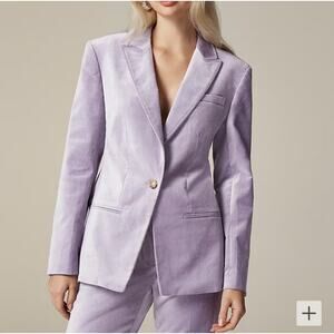 J. Crew Light Purple Smokey Wisteria Purple Parke Velvet  Blazer NWT Size 0